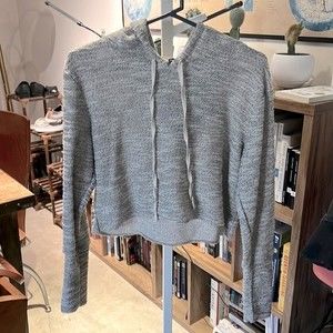 Brandy Melville Dolman Sleeved Grey Cropped Hoodie